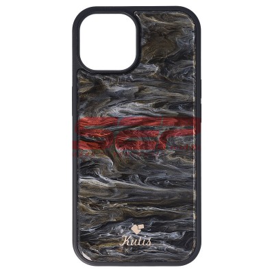 Husa iPhone 15, Plastic Dur, Marble - Black